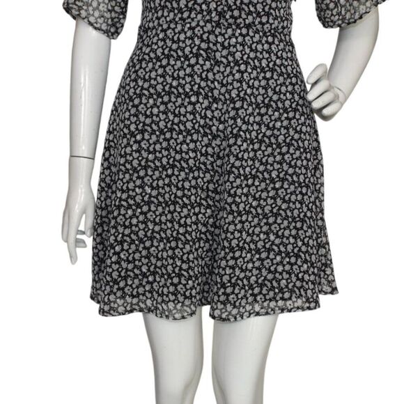 ALL SAINTS Mini Dress, 4, Black/White, Split Flutter Sleeve, V-neck, Sash/Belt - Picture 12 of 15
